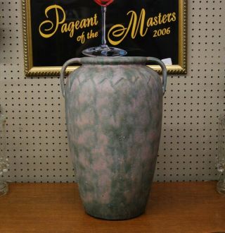 Monumental 1920 ' s Burley Winters Floor Vase Pink & Green / Blue 19 