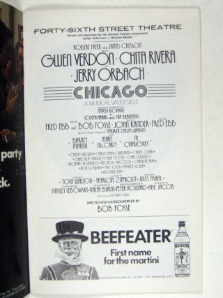 Chicago Playbill 1975 Ticket Gwen Verdon Jerry Orbach Chita Rivera Bob Fosse 5