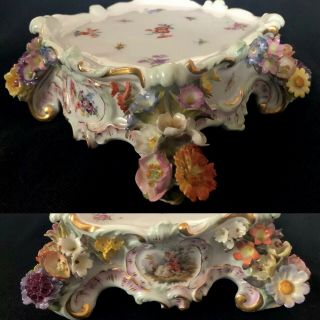 Antique Meissen Porcelain Stand 3d Flowers & Wow B