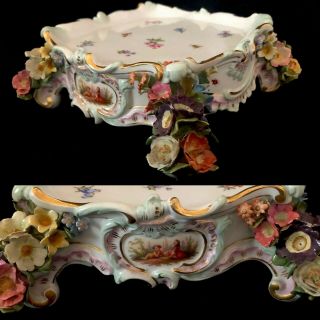 Antique Meissen Porcelain Stand 3d Flowers & Wow A