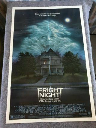 Fright Night 1985 1 Sheet Movie Poster 27 " X41 " (f/vf) Roddy Mcdowall