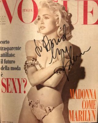Madonna Autographed Italian Vogue Cover