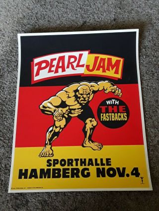 Pearl Jam Hamberg 1996 Ames Brothers Poster 17x21.  5