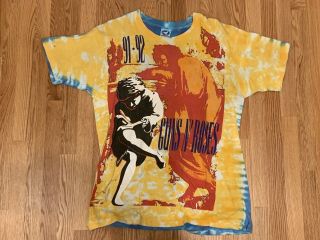 Guns N’ Roses Use Your Illusion 1991 Tour Xl T - Shirt Tie Dye Liquid Blue Rare