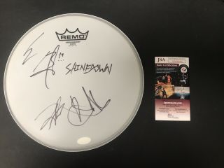 Shinedown Signed Drumhead Whole Band Jsa Autographed 4x Brent Smith Rare