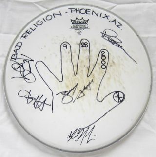 Bad Religion Authentic Concert Stage Autographed Drum Head Signed 2000 Tour