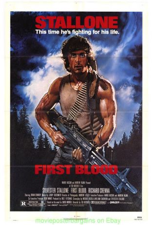 First Blood Movie Poster 27x41 Folded 1982 N.  Sylvester Stallone Is Rambo