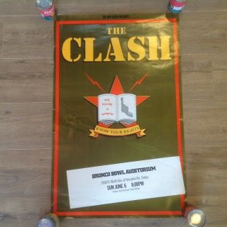 The Clash Know Your Rights Bronco Bowl 1982 Rare Usa Gig Promo Poster