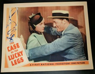 The Case Of The Lucky Legs 1935 First National Lobby Card Very Fine/nm