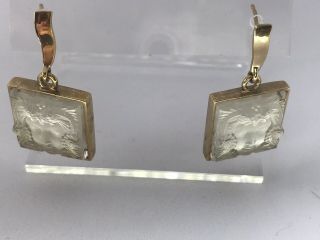 Lalique Art Nouveau Earrings Masque De Femme Arethuse Clear Crystal Vermeil Gold