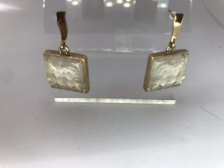 Lalique Art Nouveau Earrings Masque de Femme Arethuse Clear Crystal Vermeil Gold 2