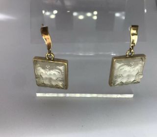 Lalique Art Nouveau Earrings Masque de Femme Arethuse Clear Crystal Vermeil Gold 4