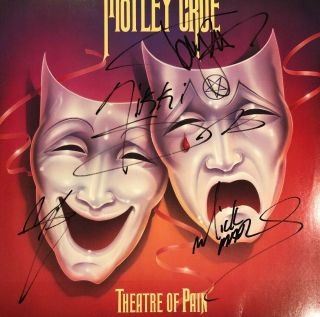 Motley Crue Theater Of Pain Lp Originally Autographed By Neil Sixx Lee Mars