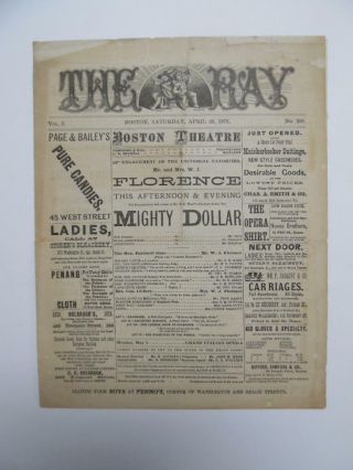 1876 The Ray Boston Theatre Program The Mighty Dollar Antique