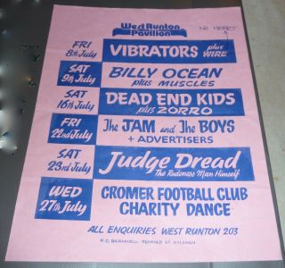 West Runton Pavilion Authentic 1977 Punk Flyer Poster The Jam Boys Vibrators