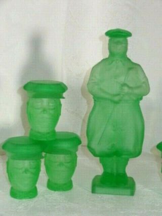 1930 ' s McKee Frosted Depression Glass Jolly Golfer Decanter Set With Glasses 2