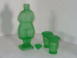 1930 ' s McKee Frosted Depression Glass Jolly Golfer Decanter Set With Glasses 7