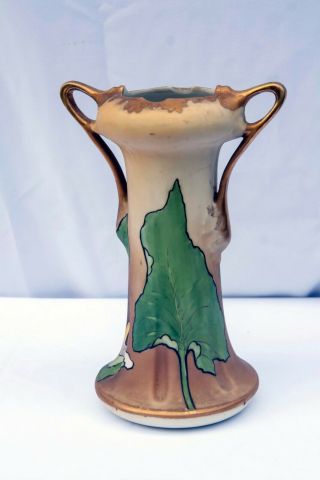 Antique Nippon 2 Handled Calla Lily Vase 11 1/4 