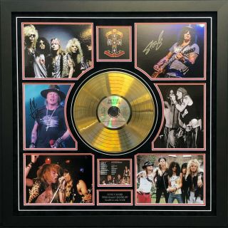 Guns N Roses Hand Signed Gold Disc Display Slash Axl Roses Framed