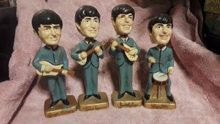 The Beatles 1964 Bobbleheads 8 " Car Mascots Complete Set In