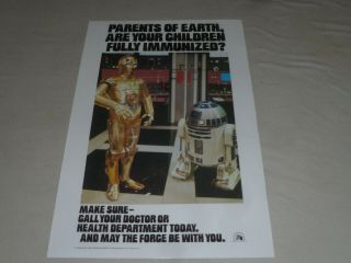 Vintage Star Wars Poster 1977 R2 - D2 C - 3po Potf Esb Rotj Us Govt Health