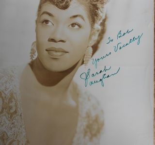 Vintage Autographed Photograph Sarah Vaughan Jazz Singer 2