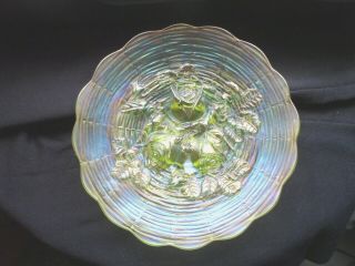 Northwood Ice Green Carnival Glass Rose Show Plate Bowl