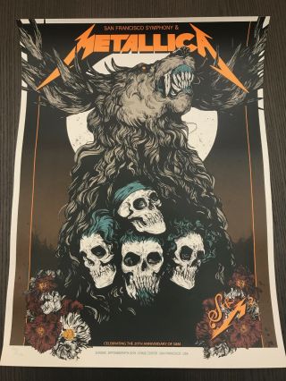 Metallica Symphony S&m2 Night 2 San Francisco Chase Center Concert Poster 9/8/19