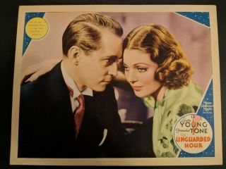 The Unguarded Hour Orig.  1936 Mgm Lobby Card Loretta Young Franchot Tone Vf/nm