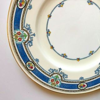 12 Antique Minton England 10 " Dinner Plates 3727,  Blue Floral & Scrolls,  Exc Cd