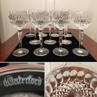 Set Of 11 True Vintage Signed Waterford Crystal Colleen Tall Wine Hocks Goblets