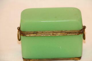 Antique mid 19th century sugar box made of green opaline glass. 2