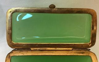 Antique mid 19th century sugar box made of green opaline glass. 7