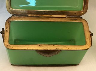 Antique mid 19th century sugar box made of green opaline glass. 9