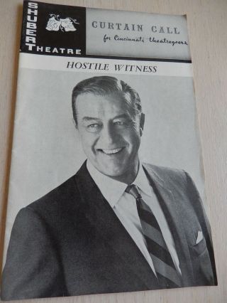 Jan.  1967 - Shubert Cincinnati Theatre Playbill - Hostile Witness - Ray Milland