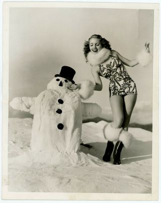 Snow Bunny Pin - Up Girl Janet Blair In Cheesecake Snowman 1941 Photograph