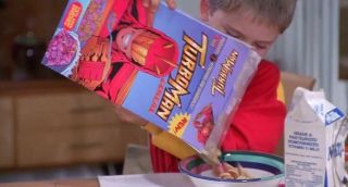 Jingle All The Way Turbo Man Cereal Box Screen Prop