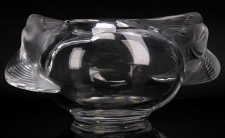 Signed Lalique Glass Adelaide Bird Dove Frosted Candy Dish Bowl