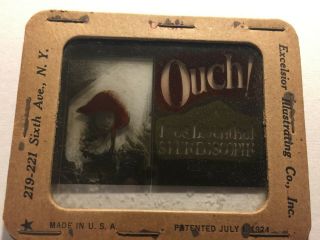 Extremely Rare Movie Magic Lantern Slide Stereoscope Ouch 3 - D Movie from 1925 2