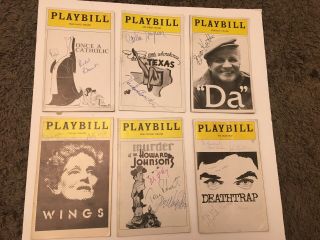 Selection Of 6 Playbills - All Signed - Deathtrap,  Wings,  " Da " And Others
