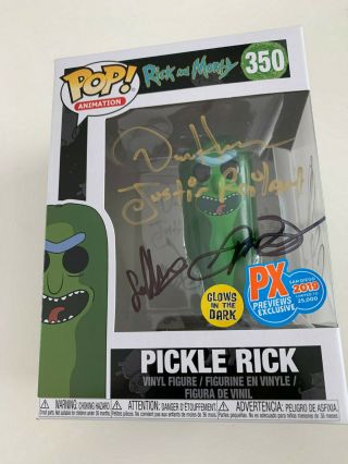 Signed Funko Pop Rick And Morty Pickle Dan Harmon Roiland Parnell Exclusive Sdcc