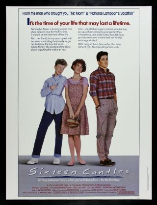 Sixteen 16 Candles ✯ Cinemasterpieces 30x40 Rare Movie Poster 1984
