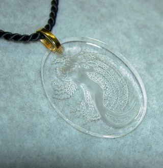 Authentic Lalique Clear Crystal Naiade Water Fairy Pendant Necklace