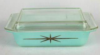 Pyrex Atomic Starburst Turquoise Rare 2 Qt Casserole 575 - B W/lid - Great Shape