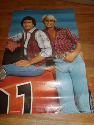 Rare 1979 Dukes Of Hazzard Poster Bo & Luke General Lee 31x21 " Warner Bros Vgc