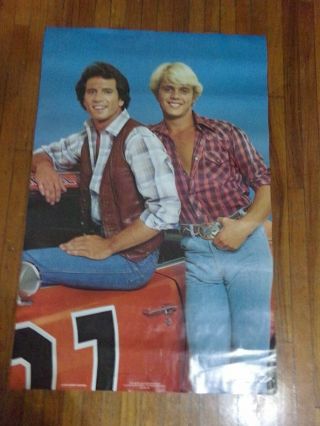 RARE 1979 Dukes of Hazzard Poster Bo & Luke General Lee 31x21 