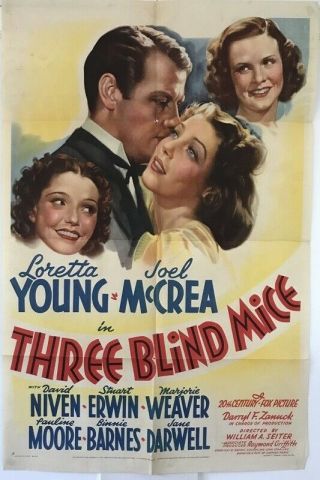 Three Blind Mice Movie Poster 1938 - Young Mccrea Hollywood Posters