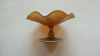 L.  C.  Tiffany FAVRILE Gold Iridescent Art Glass Flower Form Compote 10