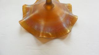 L.  C.  Tiffany FAVRILE Gold Iridescent Art Glass Flower Form Compote 7