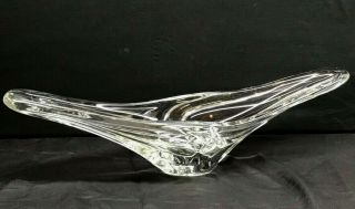 DAUM NANCY France HUGE Mid - Century Modern Crystal Elongated Bowl Vase Sculpture 10